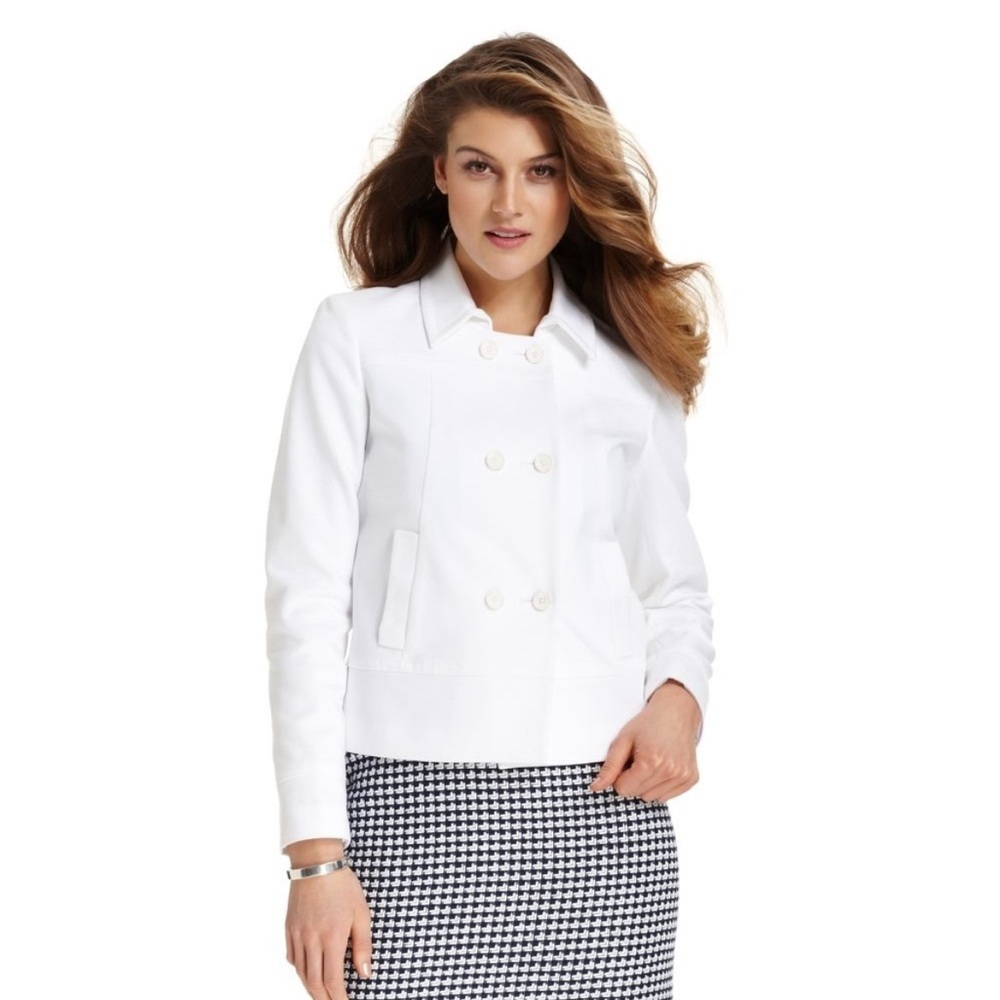 Sigrid Olsen Cream double-breasted Pea Coat Sz M - NWT